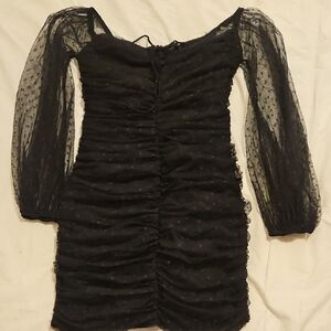 Fashion Nova Black Sheer Sleeve Dress